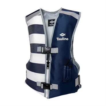 フローティングベストスリム TLV-13【救命胴衣/ライフジャケット/ライフベスト】(ネイビーハーフボーダー-フリーサイズ)